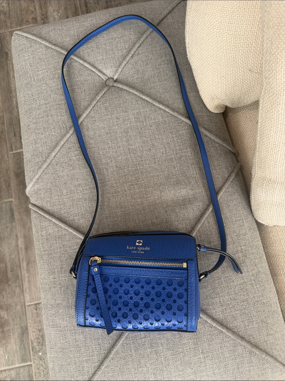 kate spade Blue Perforated Leather Crossbody Bag